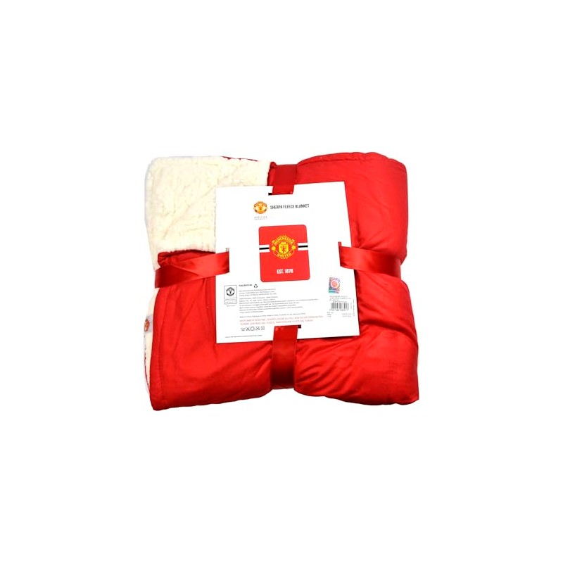 FOCO Man Utd Core Stripe Sherpa Plush Blanket
