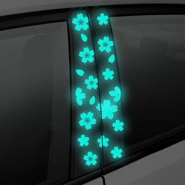 Nouiroy Sakura Reflective Decal Cherry Blossoms Sticker for Car B-Pillar Decals,Night Reflective B-Pillar DIY Sticker, Self-Adhesive Pretty Flowers Vinyl Decal (Mint Green)