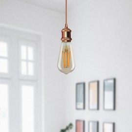 LEDSone E27 Vintage Ceramic Lamp Holder (Rose Gold), Ideal for Edison Bulbs, Antique Metal Socket Adapter, 6.6 x 4.8 cm, 3 Years Warranty