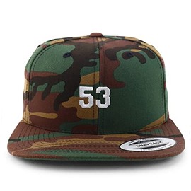 Trendy Apparel Shop Small Number 53 Embroidered Flatbill Snapback - Camo