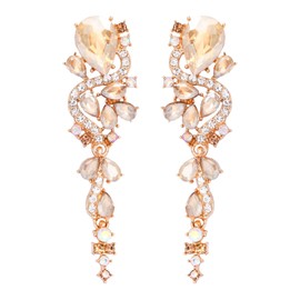 Colorful Rhinestone Statement Dangle Drop Earrings for Women Fashion Long Zircon Geometric Dangling Earrings Wedding Chandelier Earrings Jewelry Gifts (Champagne)