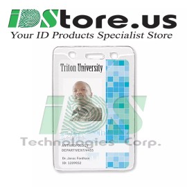 Generic 10 Clear Vinyl Vertical Badge Holder with Slot and Chain Holes, 2.3" x 3.38"