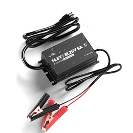 LiTime 12V(14.6V) & 16V(18.25V) 20A Mountable LiFePO4 Battery Charger, IP65 Waterproof, AC to DC Fast Charger with Adjustable Voltage, Smart BMS Activation & LED Indicator
