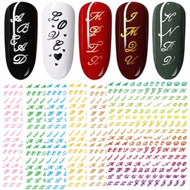 LANODO 6 Pcs Nail Stickers Alphabet 3D English (6 Colors) Alphabet Pretty Nail Sticker DIY (2272)