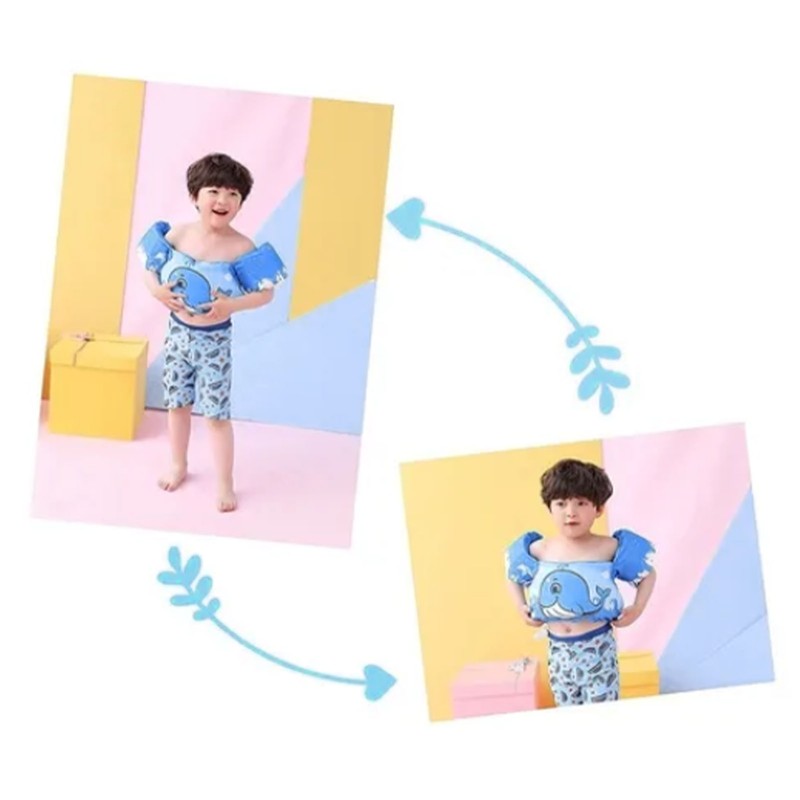 Kids Swim Vest Inflation Free Cartoon Pattern Foldable EPE Swim