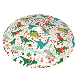 Cute Christmas Dinosaur Christmas Tree Skirt 30 Inches Animal Tree Skirt Xmas Tree Mat Holiday Party Supplies Christmas Tree Decorations