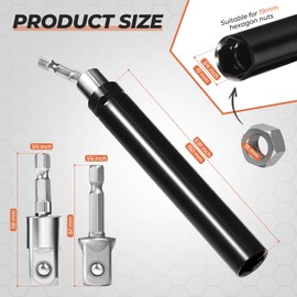 Swozzto 3/4" (19mm) Truck Cage Bolt Socket,Hollow Socket with 360° Rotatable 1/2" Impact Grade Socket Adapter,Extra Long Deep with 1/4" Hex Shank,for Truck Air Brake Bolt Installation and Removal