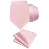 GUSLESON Blush Pink Tie Set for Men Formal Business Silk Blend Necktie and Pocket Square Set for Wedding (6110-28)