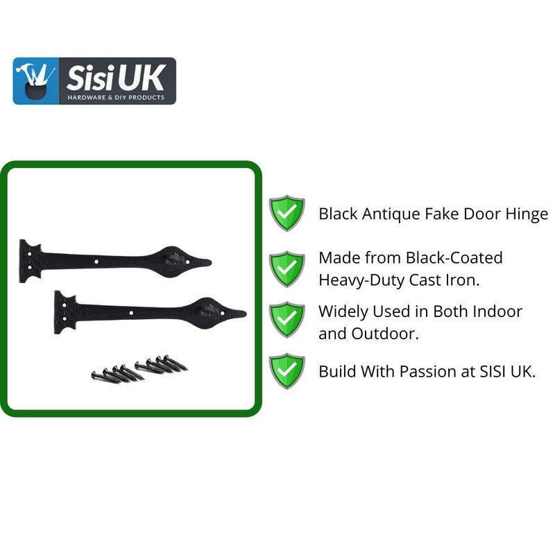 Black Antique Fake Hinge Spear Head Cast Iron Decorative Hinge