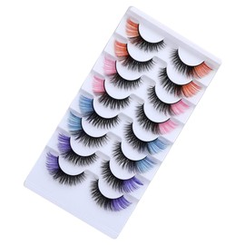 QYLPZ 8 Pairs Coloured False Eyelashes Colored Lashes Cat Eye Natural False Lashes Faux Mink Lashes Colored Lashes Fluffy Wispy Russian Strip Lashes with Color （4 MIX Colors ）