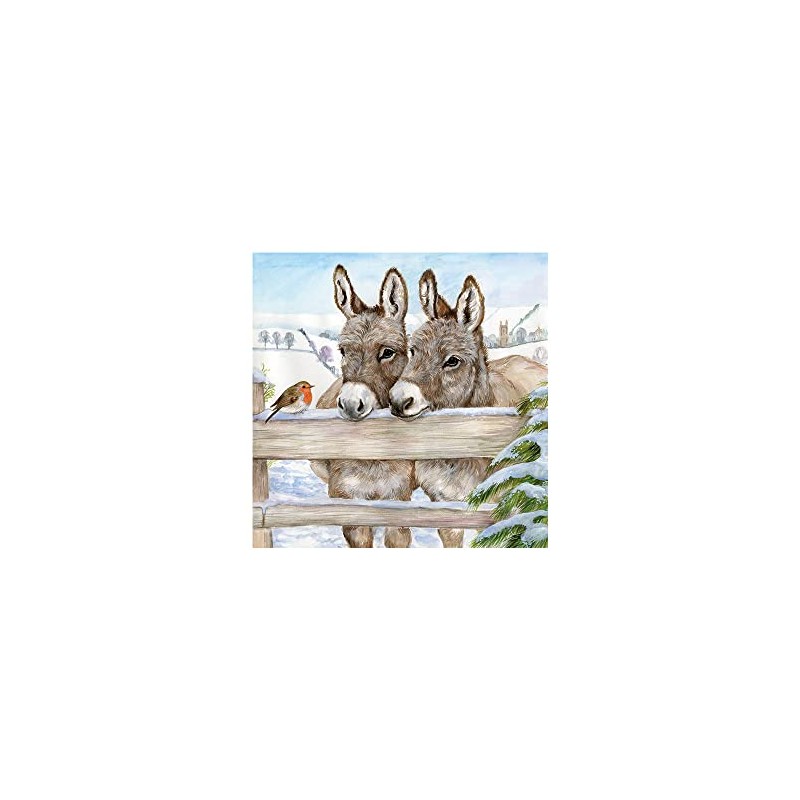 Serviette Papierserviette "Eselpaar" 5/20 Stück mehrlagig Servietten Tischdeko Besteck Winter