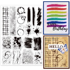 GLOBLELAND Stains Background Clear Stamps for DIY Scrapbooking Painting Brushes Silicone Clear Stamp Seals 21x14.8cm Transparent Stamps for Cards Making Photo Album Journal Home Decoration