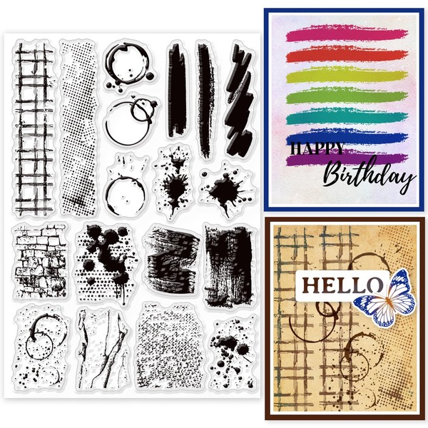 GLOBLELAND Stains Background Clear Stamps for DIY Scrapbooking Painting Brushes