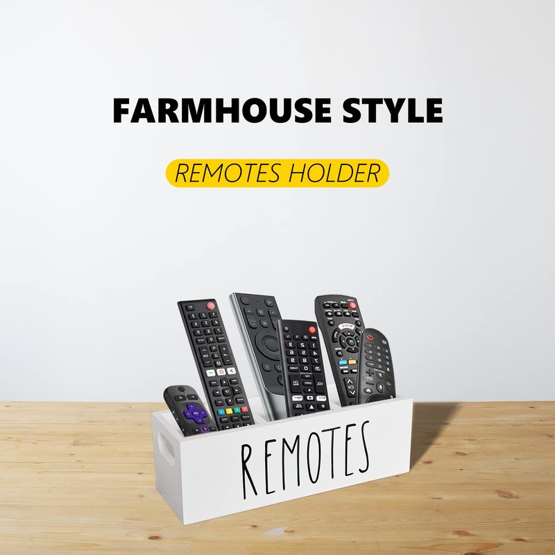 Remote Control Holder, Farmhouse Remote Storage Caddy, Bedside TV Controller