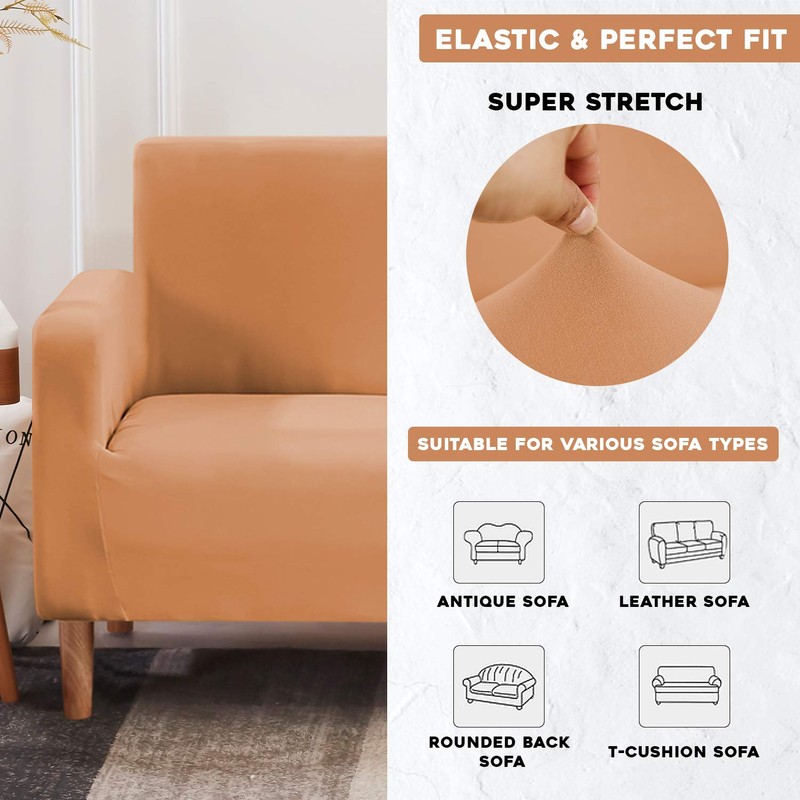Weddecor Spandex Sofa Cover for Living Room Polyester Stretch Sofa