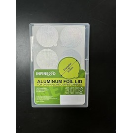 Infinesso 300pcs Espresso Coffee Capsules Foil Seals Aluminum Espresso Lids Aluminum Foil Lids Stickers to Reuse Capsules Espresso Machine Pods Stainless Steel Capsule Cups, 37 mm.