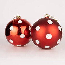 60mm/6pcs Christmas Baubles Shatterproof Red White Polka Dot Christmas Tree Ornaments Ball Ornaments Baubles Christmas Decorations Holiday Decoration Shiny Matte Glitter