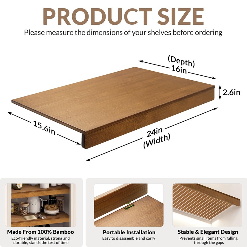 Gashell Wire Shelf Covers, Bamboo Wire Rack Covers for Pantry,