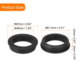 uxcell 3Pcs 1-8/9" ID, 2-3/8" Drill Hole Rubber Grommets, Top Hat Grommets Firewall Hole Plug Fit 49mm Wire for Vinyl Tubing in Hydroponic Irrigation Systems, Black