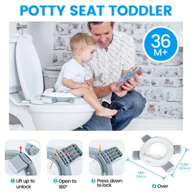 Orzbow Portable Potty Training Toilet for Boys and Girls with Storage Bag - Foldable Travel Potty Chair, Toddler Potty Seat for Indoor and Outdoor, Easy to Clean, Includes Free 40pcs Travel Bags, Gray