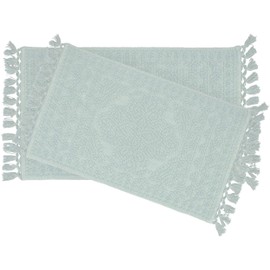 French Connection 2 Piece Bath Rug Set, 17"x24"/20"x34", Light Blue