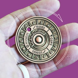 Karmacide Tarot Coin - Unique 2-Sided Spinning Coin for Decision Making, Meditation & Tarot Inspiration - Vintage-Style Collectible Copper Coin with Original Tarot Artwork