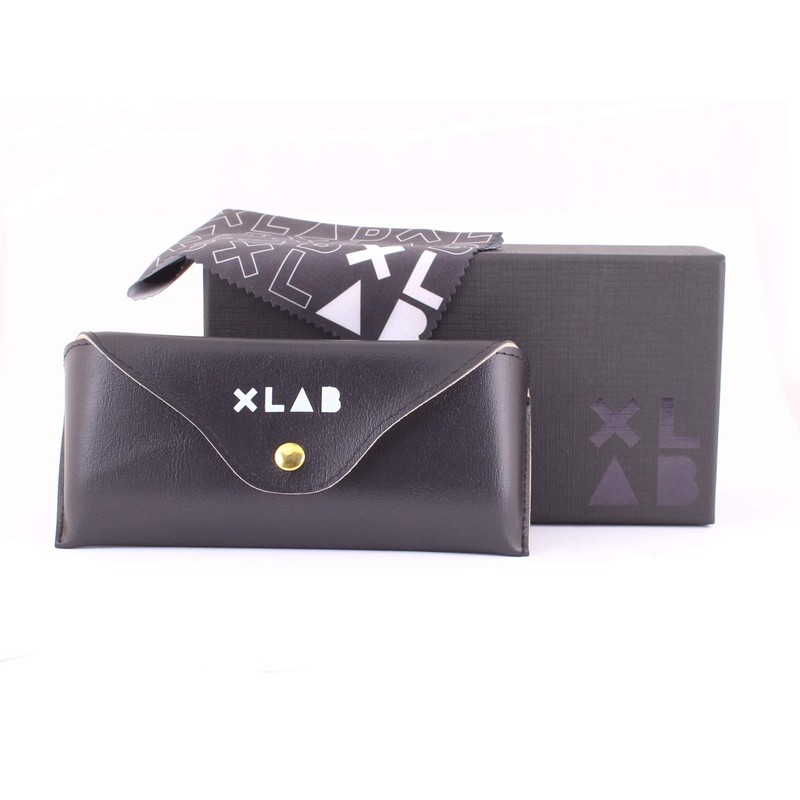 XLAB 8004 Sonnenbrille im Moscot-Stil, Unisex, 48mm, Schwarz/blau schattiert