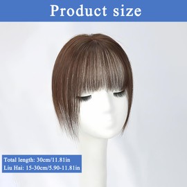 SSKHE Perücke Damen,Ponytail Extension,Kurze Perücken in Bangs mit Schläfen, haarteile echthaar,Natürliche braune Farbe geeignet für den täglichen Gebrauch