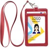 Teskyer Badge Holder with Lanyard, Leather ID Name Badge Card