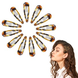 Nogeqi 12 PCS Hair Snap Clips for Women, Metal Snap Hair Clips, Vintage Tortoise Hair Clips Snap, Snap Barrettes for Women Girls, Suitable for All Hair Types