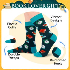 HAPPYPOP Book Lover Gifts for Women - Novelty Reading Gifts for Readers, Book Reading Socks Stocking Stuffers for Students Girls