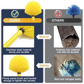 JAOTREL Dusters for Cleaning, Cobweb Duster with Extension Pole, Medium Stiff Bristles Cobweb Duster Head, Ceiling Fan Duster, Yellow, 6 FT