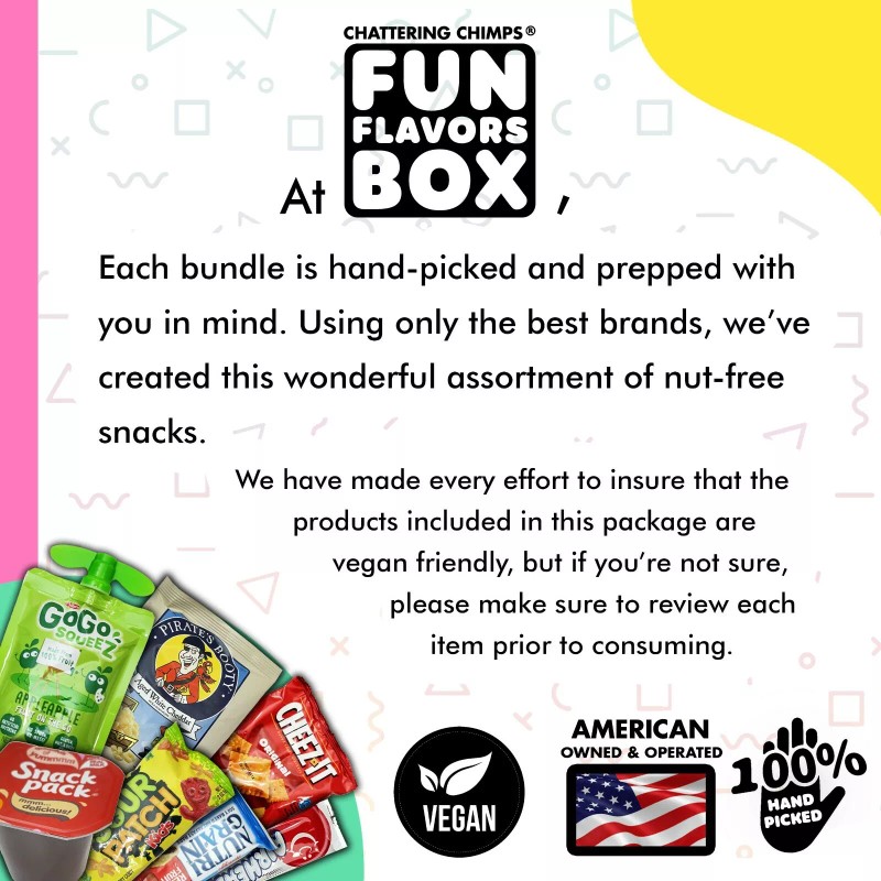 Chattering Chimps Vegan Snacks Care Package Variety Pack Granola Bars,