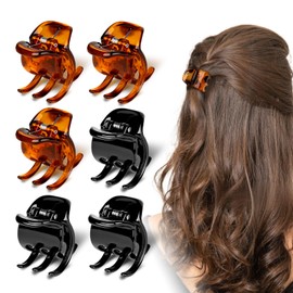 JaelBael 6-Piece Hair Claw Clips-1.3 Inch Jaw Clips That Won't Let YourThick or Medium Hair Escape, Nonslip Wonders for Women and Girls' Hair Accessories Black and Amber