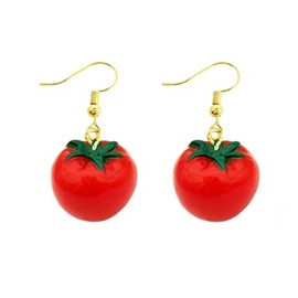 Tomato Earrings, Dangle Style Jewellery in an Organza Gift Bag