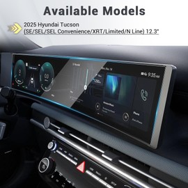 YEE PIN 2025 Tucson Screen Protector Glass for 2025 Hyundai Tucson (SE/SEL/SEL Convenience/XRT/Limited/N Line) 12.3" Infotainment Touchscreen Cover Screen Saver for 2025 Tucson Accessories