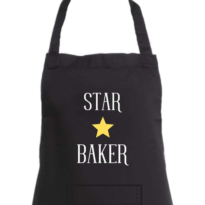 Second Ave Star Baker Unisex Black Apron Bake Off Baking