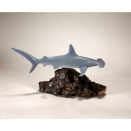 Hammerhead Shark Sculpture by John Perry Airbrushed 12 in long on Burlwood base Signed Statue