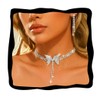 Aukmla Silver Rhinetsone Wedding Jewelry Sets Butterfly Choker Necklace Set