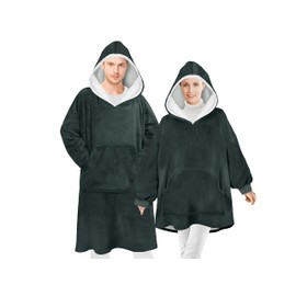 Emily´s Check 1584.2299 Oversized Fleece Hoodie with Hood and Bum Bag, Anthracite/Sherpa