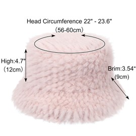 sy soul young Women's Winter Faux Fur Plush Bucket Hat Winter Hat Fishing Hats Cloche Hat Fur Warm Fisherman Cap, pink, Unit size