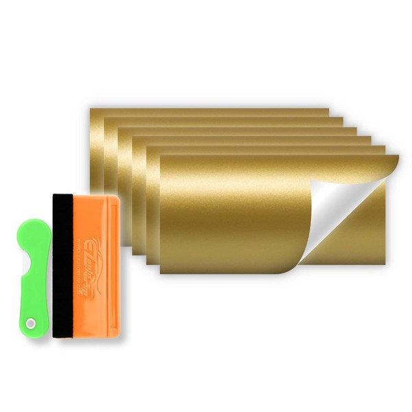 Gold 6pcs 4"x6" Matte Flat Vinyl Wrap Emblem Overlay Sticker