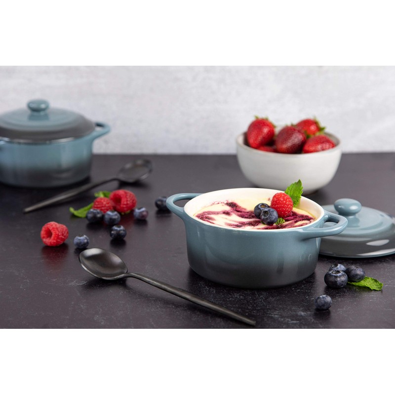 Kook Ceramic Mini Cocotte Set, Small Casserole Dishes with Lids