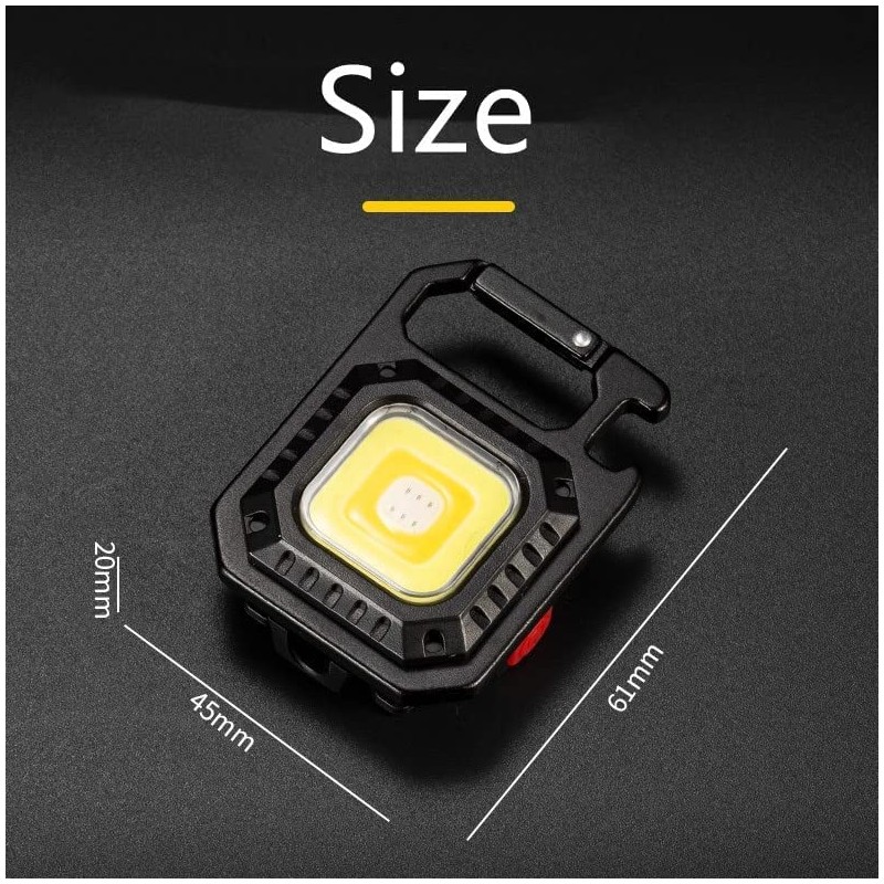 Portable COB Led Flashlight with Practical Carabiner, Bottle Opener, Cold