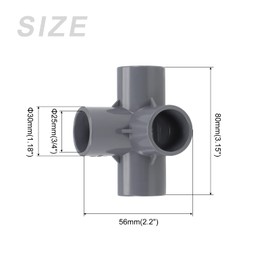 METALLIXITY 2 Pcs 25mm Tee PVC Pipe Fitting 4 Way Elbow PVC Pipe Fitting Furniture Connector for Water Supply Building DIY Garden Shelf Greenhouse Gray