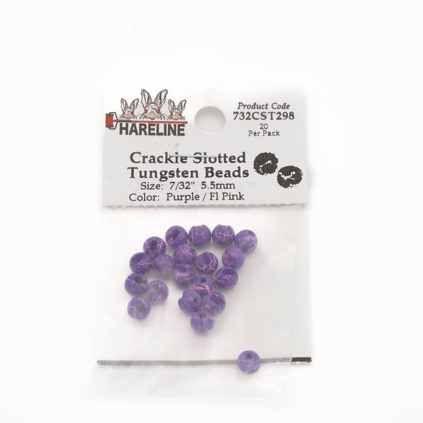Hareline Crackle Slotted Tungsten Beads #298 7/32'' (5.56mm) Purple/Fl Pink