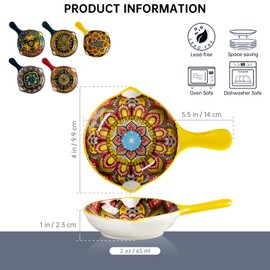 Henten Home Sauce Bowls, Dipping Bowls, Mini Bowl Set, Ketchup Side Dishes, Spice Relish Plates, Chopsticks and Spoon Holder - 6 x Snack Bowls - 65ml