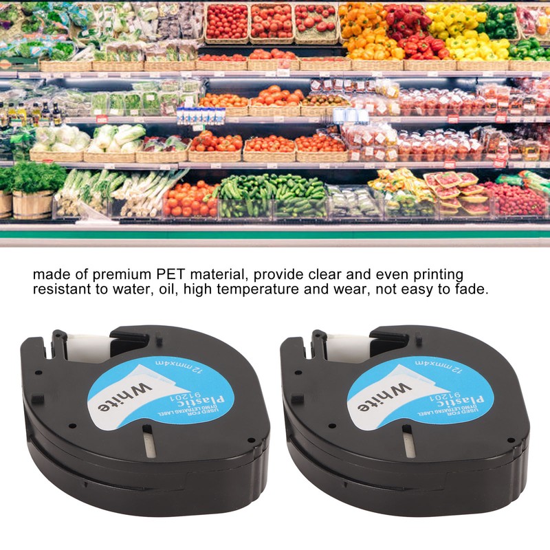 2Pcs Label Maker Tape 12mm Wide 13ft Long Waterproof Oil