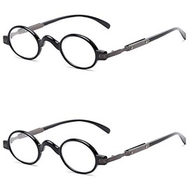 The Potter Unisex Reader, Metal Round Vintage Spring Hinge Reading Glasses for Men and Women + 3.25 (2 Black)