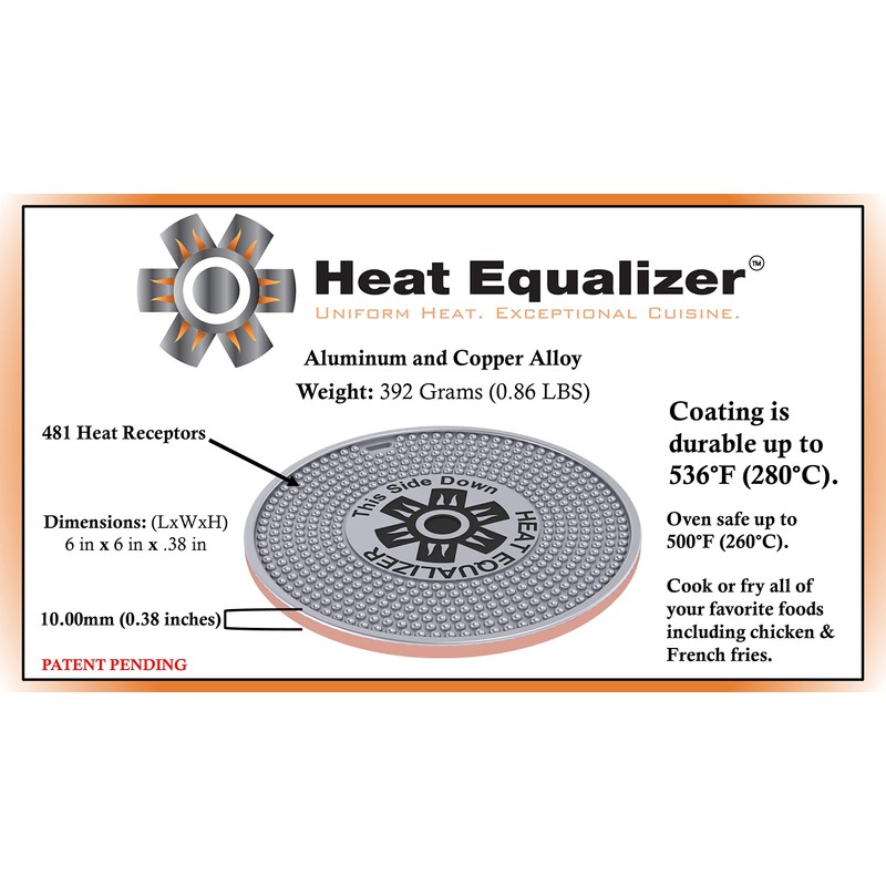 Heat Equalizer-6 inch None Stick Copper finish Heat Diffuser for